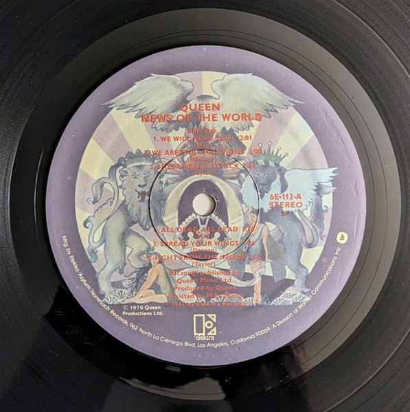 Image of Label Cover of LP - VG/VG - QUEEN, News Of The World (Elektra; 6E-112, US 1977, Gatefold, Inner), ,  - 2526343E