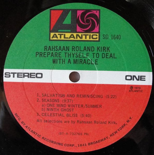 Image of Label Cover of LP - G+/VG - RAHSAAN ROLAND KIRK, Prepare Thyself To Deal With A Miracle (Atlantic; SD 1640, US 1973, Gatefold, Presswell pressing), Of the 4 seams on the gatefold, one is completely split and 2 others are partially split. Edgewear. Records have light hairlines.,  - 2326117E