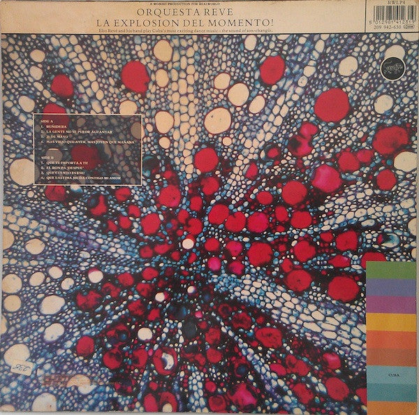 Image of Back Cover of LP - G+/G+ - ORQUESTA REVE, La Explosion Del Momento! (Real World Records; RWLP 4, Europe 1989), Sleeve worn and creased, some light stains,  - 2516372C