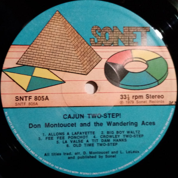 Image of Label Cover of LP - VG/VG+ - DON MONTOUCET AND THE WANDERING ACES, Cajun Two-Step (Sonet; SNTF 805, UK 1979, Laminated Front Sleeve), Sleeve worn at edges / corners. Creasing. Some light staining and discolouration on reverse,  - 2516376C