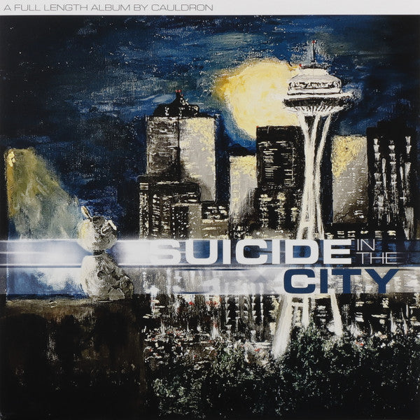 Image of Front Cover of LP - VG+/VG+ - CAULDRON, Suicide In The City (The Coming Strife Records; TCS-100, UK 2023, Insert, White w/ Blue & Yellow Splatter Vinyl, Ltd to 100), ,  - 2546250S