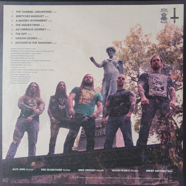 Image of Back Cover of LP - VG+/VG+ - TEMPLE OF VOID, Lords Of Death (Shadow Kingdom Records; SKR127LP, US 2021, Textured Gatefold Sleeve, Insert, Poster, 'Wretched Splatter' Vinyl, Limited to 500 Copies.), ,  - 2526412E