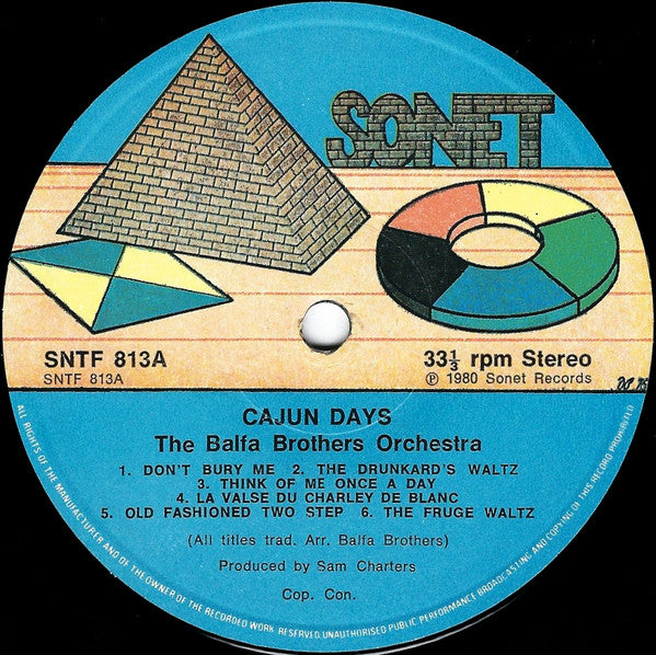 Image of Label Cover of LP - VG/VG - BALFA BROTHERS ORCHESTRA, Cajun Days (Sonet; SNTF 813, UK 1980), ,  - 2516419C