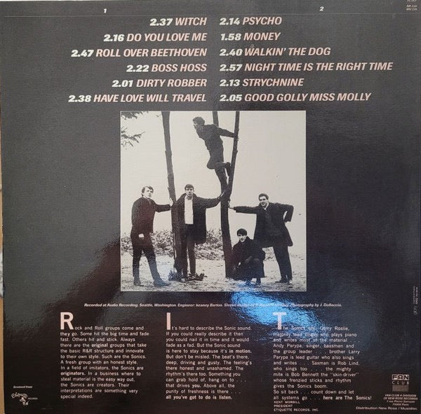 Image of Back Cover of LP - VG/VG - THE SONICS, Here Are The Sonics (Fan Club; FC 017, France 1986 Reissue, MU219 On Rear Sleeve, Inner), ,  - 2516393C