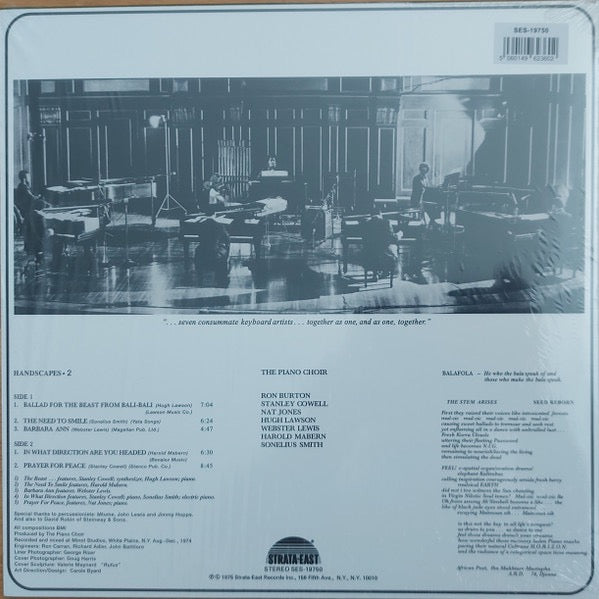 Image of Back Cover of LP - NEW/NEW - THE PIANO CHOIR, Handscapes 2 (Strata-East; SES-19750, Worldwide 2023 Reissue), ,  - 2536361E