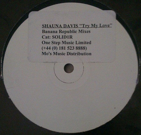 Image of Front Cover of 12" - /VG - SHAUNA DAVIS, Try My Love (Banana Republic Mixes) (Solid Records; SOLID 1R,  1990s), ,  - 2546268S