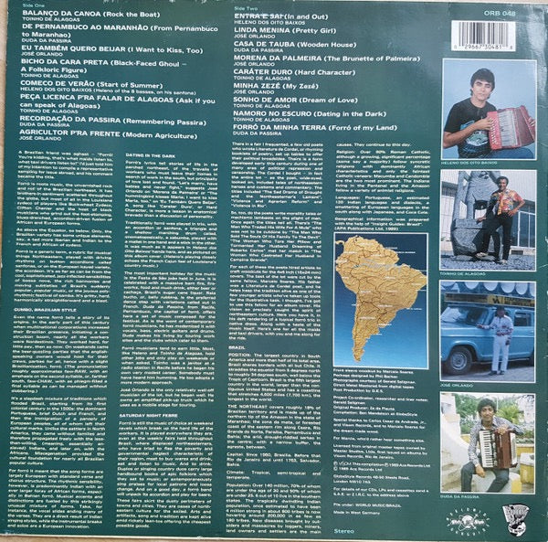 Image of Back Cover of LP - VG+/VG - VARIOUS, Brazil: Forr : Music For Maids And Taxi Drivers (Globe Style; ORB 048, Germany 1989, Glossy Sleeve), ,  - 2516479C