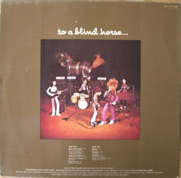 Image of Back Cover of LP - VG/VG - FACES, A Nod Is As Good As A Wink...To A Blind Horse (Warner Bros. Records; WB 56 006, Germany 1973 Reissue, Laminated Sleeve, Company Inner, No Poster, WEA Distributed Version), Hairlines. Laminate creasing.,  - 2546283S