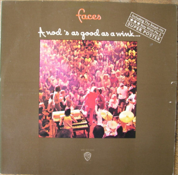 Image of Front Cover of LP - VG/VG - FACES, A Nod Is As Good As A Wink...To A Blind Horse (Warner Bros. Records; WB 56 006, Germany 1973 Reissue, Laminated Sleeve, Company Inner, No Poster, WEA Distributed Version), Hairlines. Laminate creasing.,  - 2546283S