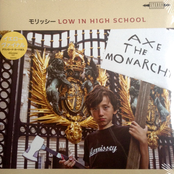 Image of Front Cover of LP - VG+/VG+ - MORRISSEY, Low In High School (Etienne; 538337891, UK, Europe & US 2017, Gatefold Japanese Artwork Version, Die Cut Inner, Yellow Vinyl), ,  - 2546148S