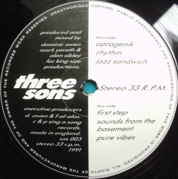 Image of Back Cover of 12" EP - G+/G+ - THREE SONS, Sixteen Days The EP (Sing A Song Records; SAS 003, UK 1991), ,  - 2526424E