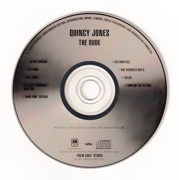 Image of Label Cover of CD - VG+/VG+ - QUINCY JONES, The Dude (A&M Records; POCM-5064, Japan 1998 Reissue, Jewel Case, With Obi), ,  - 2516453C