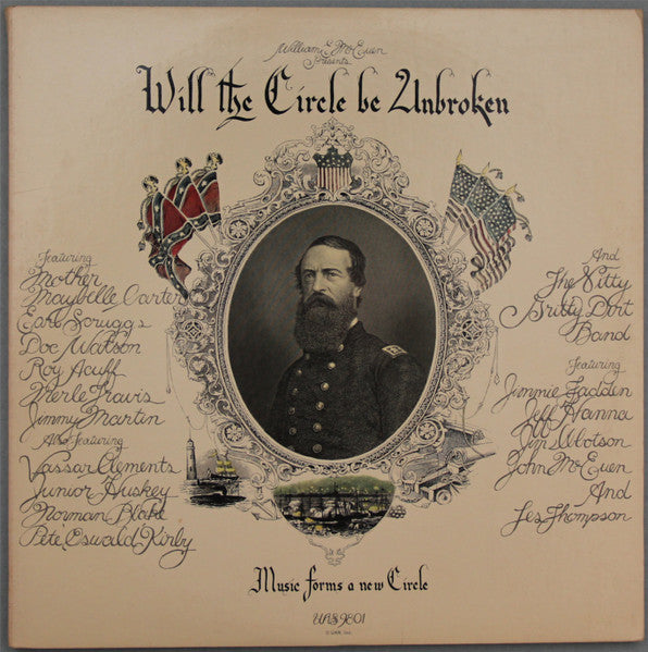 Image of Front Cover of 3xLP - VG/VG - THE NITTY GRITTY DIRT BAND* FEATURING MOTHER MAYBELLE CARTER*, EARL SCRUGGS, DOC WATSON, ROY ACUFF, MERLE TRAVIS, JIMMY MARTIN ALSO FEATURING VASSAR CLEMENTS, JUNIOR HUSKEY, NORMAN BLAKE (2), PETE 'OSWALD' KIRBY, Will The Circle Be Unbroken (United Artists Records; UAS 9801, US 1972, Gatefold, Gatefold inner), ,  - 2526436E