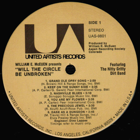 Image of Label Cover of 3xLP - VG/VG - THE NITTY GRITTY DIRT BAND* FEATURING MOTHER MAYBELLE CARTER*, EARL SCRUGGS, DOC WATSON, ROY ACUFF, MERLE TRAVIS, JIMMY MARTIN ALSO FEATURING VASSAR CLEMENTS, JUNIOR HUSKEY, NORMAN BLAKE (2), PETE 'OSWALD' KIRBY, Will The Circle Be Unbroken (United Artists Records; UAS 9801, US 1972, Gatefold, Gatefold inner), ,  - 2526436E