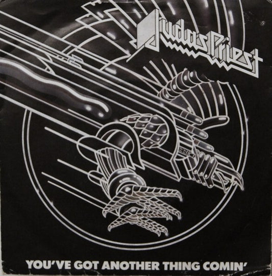 Image of Front Cover of 7" - G/VG+ - JUDAS PRIEST, You've Got Another Thing Comin' / Exciter (Live Version) (CBS ; CBS A2611, UK 1982, A Label Demo, Picture Sleeve), Sleeve Creased With Water Damage On Rear,  - 2526281E
