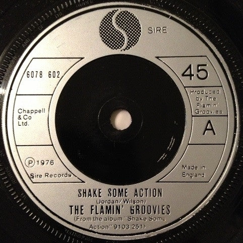 Image of Front Cover of 7" - /VG - THE FLAMIN' GROOVIES, Shake Some Action / Teenage Confidential (Sire - Silver Injection Moulded Labels; 6078 602, UK 1976, Plain Sleeve), ,  - 2526279E