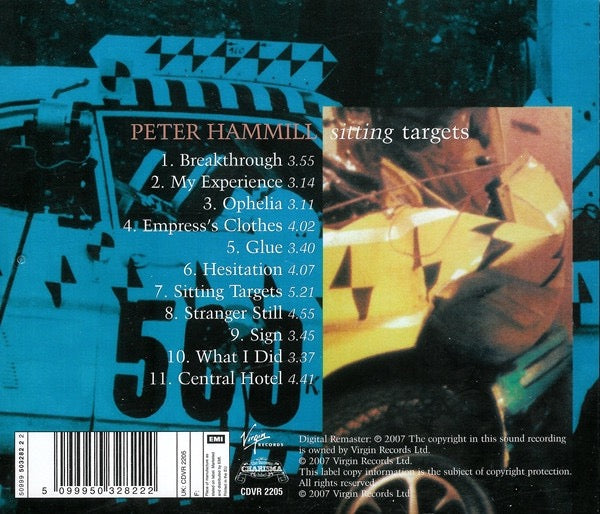 Image of Back Cover of CD - VG+/VG+ - PETER HAMMILL, Sitting Targets (Virgin; 50999 503282 2 2, Europe , Jewel Case), ,  - 2516506C