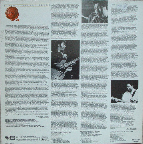 Image of Back Cover of LP - VG/VG - THE JIMMY JOHNSON BLUES BAND / EDDIE SHAW AND THE WOLF GANG / LEFT HAND FRANK AND HIS BLUES BAND, Living Chicago Blues - Volume 1 (Sonet; SNTF 784, UK 1978), Edge and ring wear. ,  - 2526442E