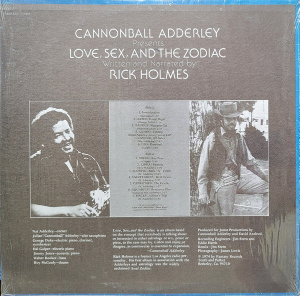Image of Back Cover of LP - G+/VG+ - CANNONBALL ADDERLEY PRESENTS RICK HOLMES, Love, Sex, And The Zodiac (Fantasy; F-9445, US 1974, Picture Sleeve), ,  - 2526464E