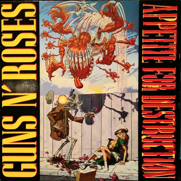 Image of Front Cover of LP - VG/VG - GUNS N' ROSES, Appetite For Destruction (Geffen Records; 924 148-1, Europe 1987, Withdrawn Sleeve, No inner, Hybrid Alsdorf/DMM pressing), In opened shrink, with stickered sleeve.,  - 2526445E