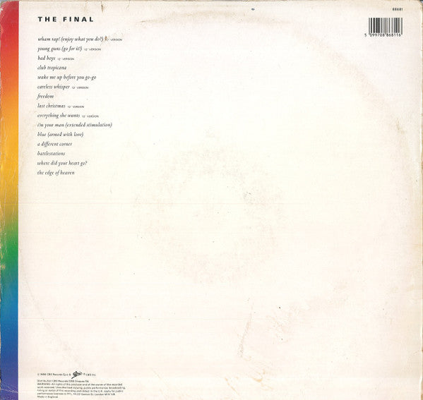 Image of Back Cover of 2xLP - VG/VG - WHAM!, The Final (Epic; 88681, UK 1986, 2 Inners, Poster), ,  - 2526475E