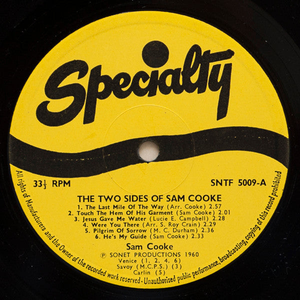 Image of Label Cover of LP - VG/VG - SAM COOKE, The Two Sides Of Sam Cooke (Specialty; SNTF 5009, UK 1972, Picture Sleeve), ,  - 2626033E