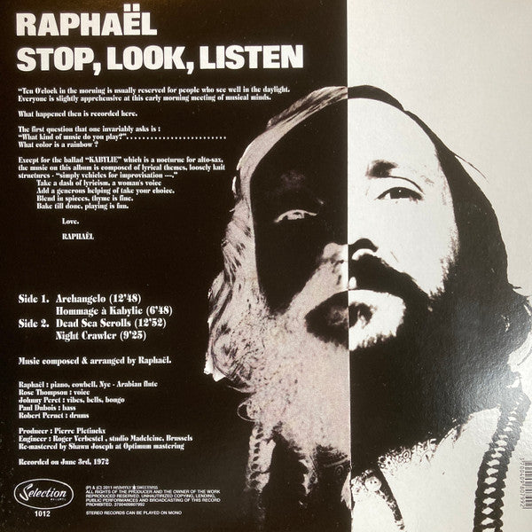 Image of Back Cover of LP - VG+/VG+ - RAPHA L, Stop, Look, Listen (Heavenly Sweetness; 3700409807992, France 2011 Reissue), ,  - 2526479E