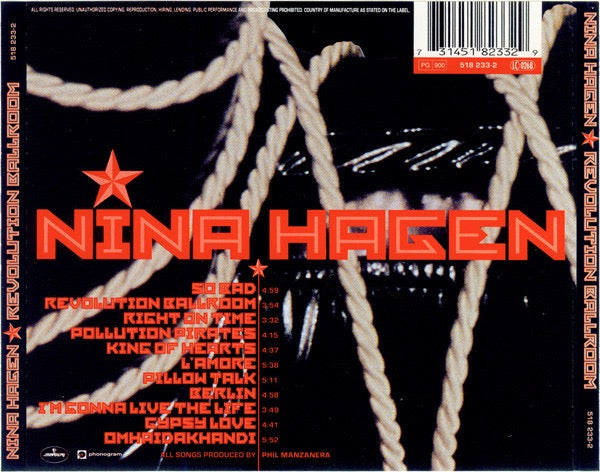 Image of Back Cover of CD - VG/VG - NINA HAGEN, Revolution Ballroom (Mercury; 518 233-2, Germany 1993, Jewel Case), ,  - 2616007C