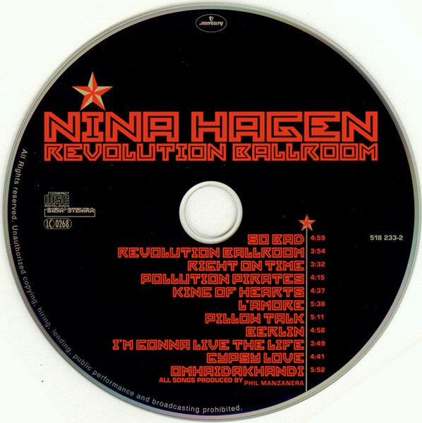Image of Label Cover of CD - VG/VG - NINA HAGEN, Revolution Ballroom (Mercury; 518 233-2, Germany 1993, Jewel Case), ,  - 2616007C