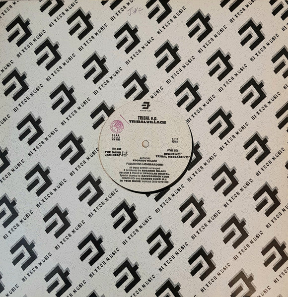 Image of Front Cover of 12" - VG/VG - TRIBAL VILLAGE, Tribal E.P. (Hi Tech Music; HTC 92102, Italy 1992, Company Sleeve), light marks only. original company sleeve - still in shrink - opened but rippled/warped - minor,  - 2546042S