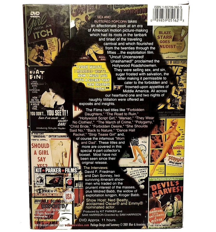 Image of Back Cover of 4xDVD - VG+/VG+ - SAM HARRISON, Sex and Buttered Popcorn Collection (VCI Entertainment ; KPF-516, US 2001, Box Set, Region 1 US), ,  - 2636020E