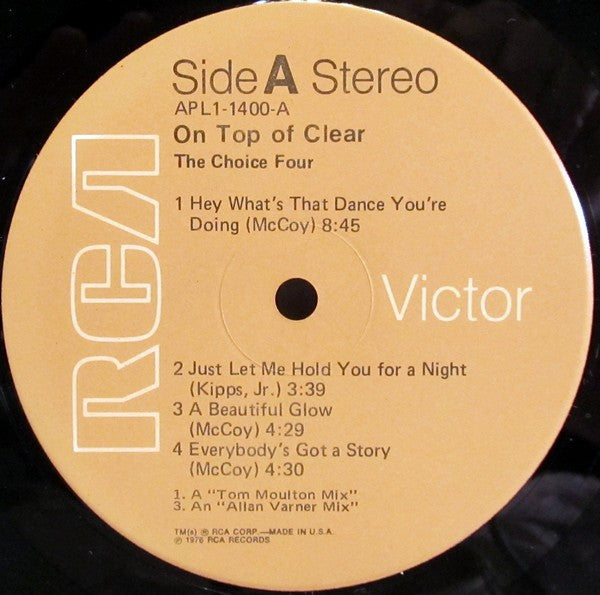 Image of Label Cover of LP - VG/VG+ - CHOICE FOUR, On Top Of Clear (RCA; APL1-1400, US 1976, Picture Sleeve), ,  - 1726170E