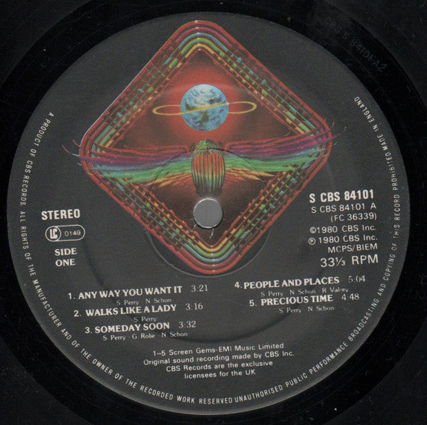 Image of Label Cover of LP - VG/VG+ - JOURNEY, Departure (CBS; S CBS 84101, UK 1980, Insert, UK original with custom labels), Gold promo stamp on rear.,  - 2626016E