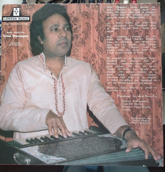 Image of Back Cover of LP - VG/G+ - NITAI DASGUPTA, Bhakti Sangeet (RNAS London Music; PUNV 282, UK 1983), Disc has lots of fine marks. Edge wear to sleve.,  - 2616031C