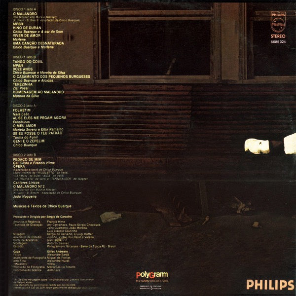 Image of Back Cover of 2xLP - VG/VG - CHICO BUARQUE,  pera Do Malandro (Philips; 6685 024, Portugal 1979, Gatefold), Light Marks only.,  - 2616032C