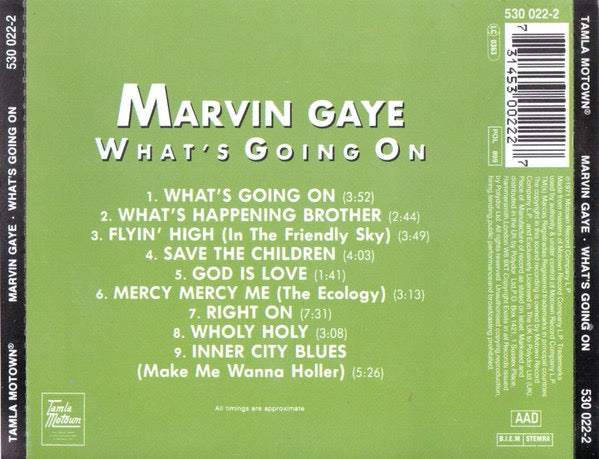 Image of Back Cover of CD - VG+/VG+ - MARVIN GAYE, What's Going On (Tamla Motown; 530 022-2, UK 1993 Reissue, Jewel Case), ,  - 2616012C