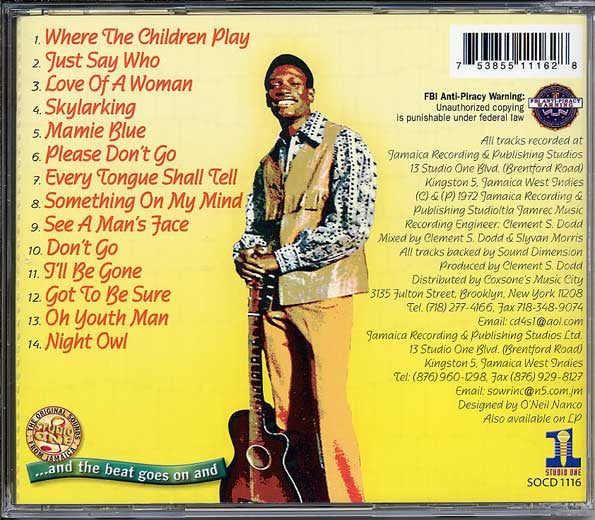 Image of Back Cover of CD - VG+/VG+ - HORACE ANDY, Skylarking (Studio One; SOCD 1116, US ), ,  - 2636007E