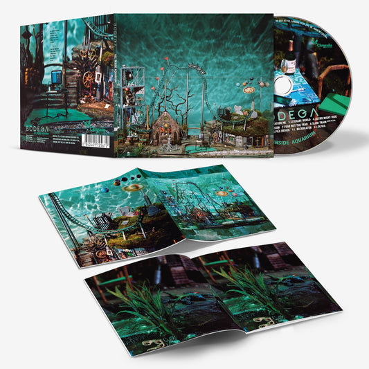 Image of Front Cover of CD - NEW/NEW - BODEGA, All Inside Aquarium (Chrysalis; BRC562, Europe 2026), , BODEGA’s upcoming brand-new album ‘All Inside Aquarium’ sees the band expanding far beyond their minimalist post-punk origins towards soaring anthemic rock, sans the ‘indie’. The group’s goal was, “Let’s go back to melodic tunes, let’s be more of a proper rock band,” Hozie explains. Sonically, the band aimed for “this late ’80’s / early 90’s Stone Roses-meets-Janes Addiction thing, with more riffing and gu