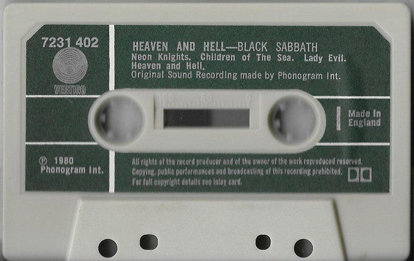 Image of Label Cover of Cassette - VG+/VG+ - BLACK SABBATH, Heaven And Hell (Vertigo; 7231 402, UK 1980), ,  - 2636041E