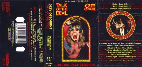 Image of Back Cover of Cassette - VG+/VG+ - OZZY OSBOURNE, Talk Of The Devil (Castle Communications; CCSMC 296, UK 1991), ,  - 2636043E