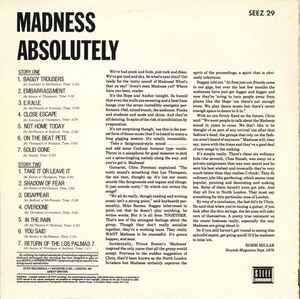 Image of Back Cover of LP - VG/VG+ - MADNESS, Absolutely (Stiff Records; SEEZ 29, Scandinavia 1980, Inner), Edge Wear,  - 2646018S
