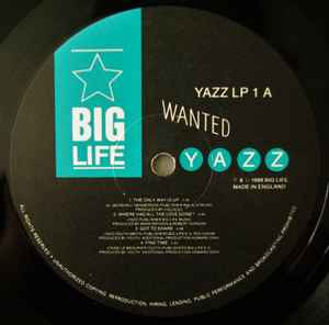 Image of Label Cover of LP - VG+/VG+ - YAZZ, Wanted (Big Life; YAZZ LP 1, UK 1988, Inner, Spartan Pressing), Minor edge wear, hype stickered sleeve.,  - 2616076C
