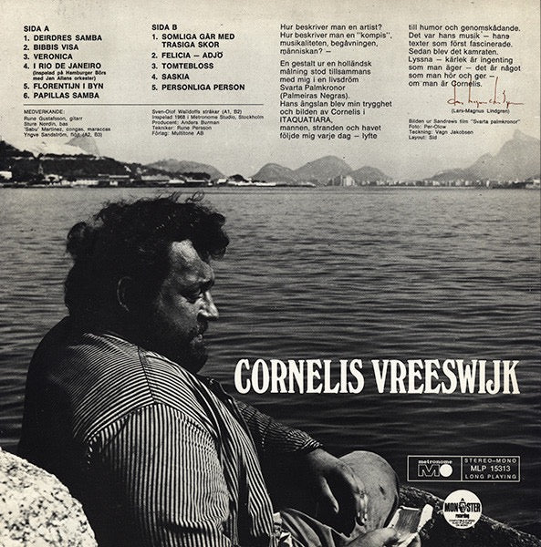 Image of Back Cover of LP - VG+/VG - CORNELIS VREESWIJK, Tio Vackra Visor Och Personliga Person (Metronome; MLP 15313, Sweden Reissue, Glossy Sleeve), Some superficial marks to disc.,  - 2616092C