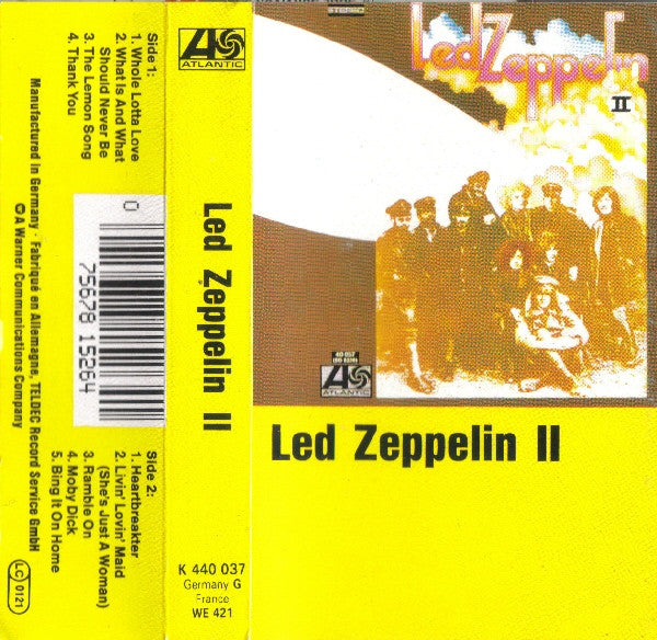 Image of Front Cover of Cassette - VG+/VG+ - LED ZEPPELIN, Led Zeppelin II (Atlantic; K 440 037, Europe Reissue), ,  - 2636054E