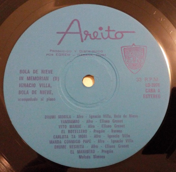 Image of Label Cover of LP - VG/VG - BOLA DE NIEVE, In Memoriam 2 (Areito; LD-3978, Cuba ), ,  - 2616093C