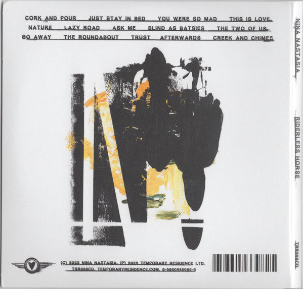 Image of Back Cover of CD - VG+/VG+ - NINA NASTASIA, Riderless Horse (Temporary Residence Limited; TRR398CD, USA & Europe 2022, Gatefold, Booklet), ,  - 2636073E