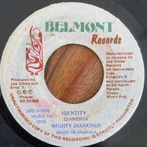 Image of Front Cover of 7" - /VG+ - MIGHTY DIAMONDS, Identity (Belmont Records; none, Jamaica 1978), Light pressing dents. Plays well.,  - 2626066E