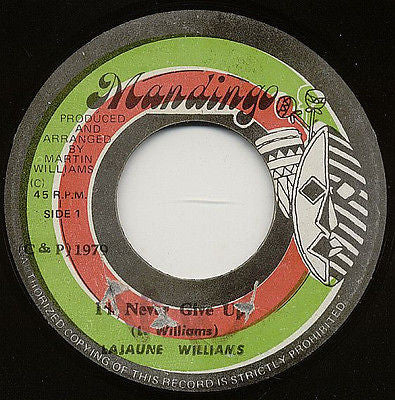 Image of Front Cover of 7" - /VG+ - LAJAUNE WILLIAMS, I'll Never Give Up (Mandingo; none, Jamaica 1979), ,  - 2626068E