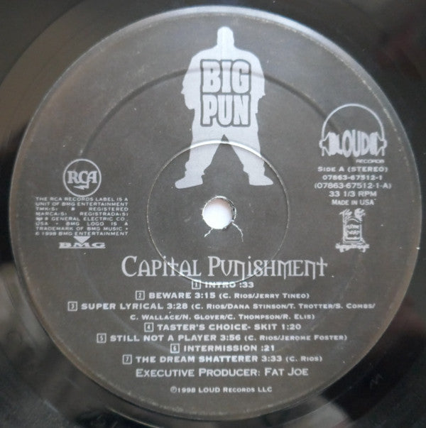 Image of Label Cover of 2xLP - G+/G - BIG PUN, Capital Punishment (Loud; 07863 67512-1, US 1998), Lots of marks and scuffs across each disc, some clicks and pops. Sleeve is creased and ringworn but in hype stickered opened shrink.,  - 3516017C