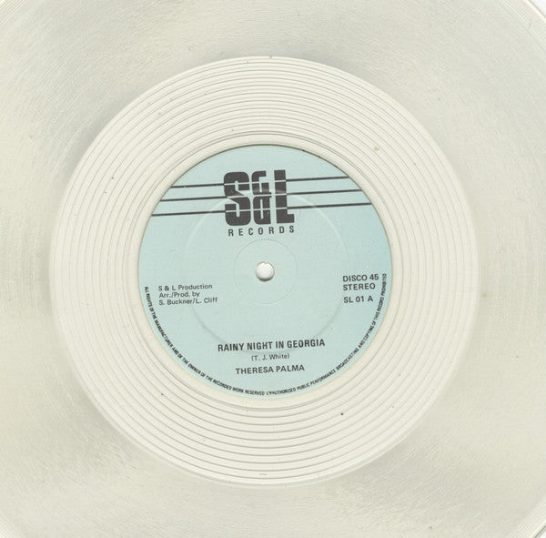 Image of Front Cover of 12" - /VG - THERESA PALMA, PAGET KING, Rainy Night In Georgia / Rainy Night In London (S&L Records; SL 01, UK & Europe , Clear Vinyl), Light marks only,  - 2646111S